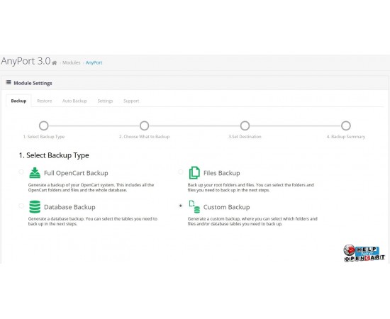 AnyPort - Резервные копии для opencart в облако или диск